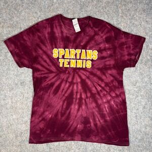 Colortone Spartans Tennis T-Shirt Sz M Maroon Tie Dye Steal Your Face Graphic